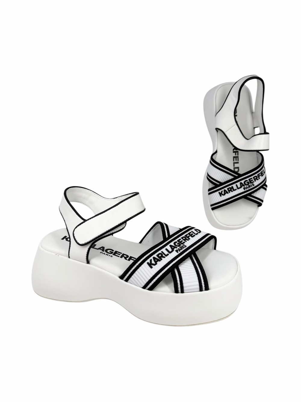 KARL LAGERFELD PARIS Women's Meddi Sandals Bright White Size 7.5M